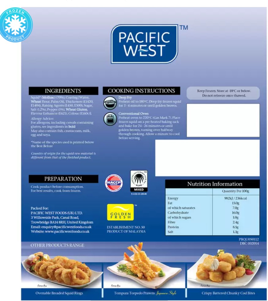Pacific West Salt and Pepper Squid, 1kg